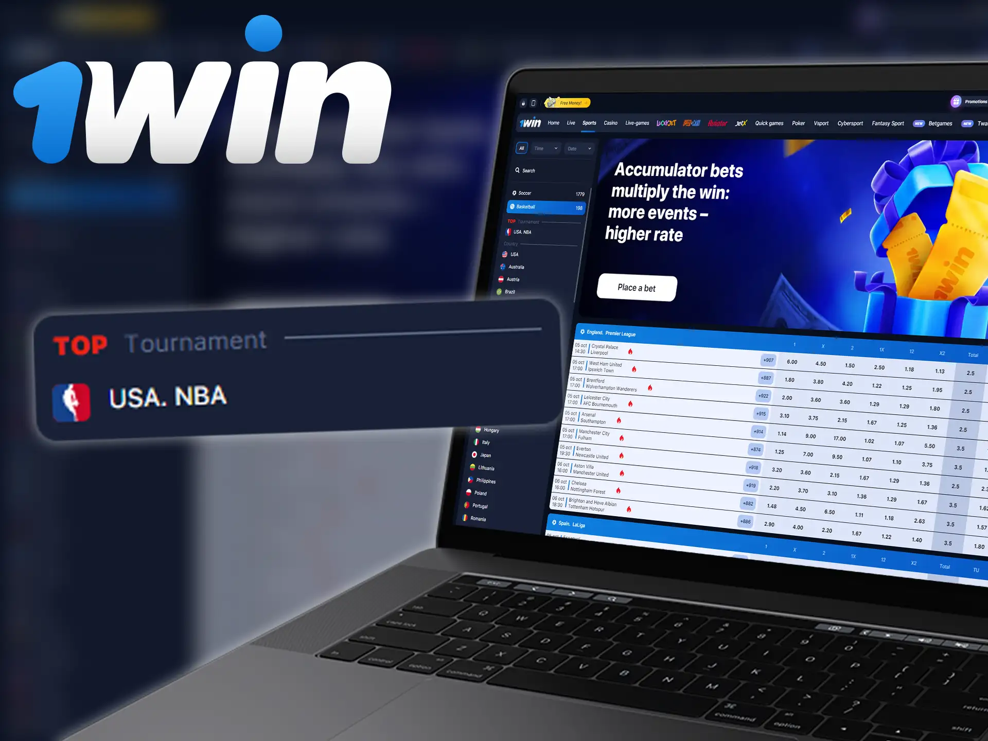 1win platform has such clear functionality that it allows you to place bets on basketball tournaments faster.