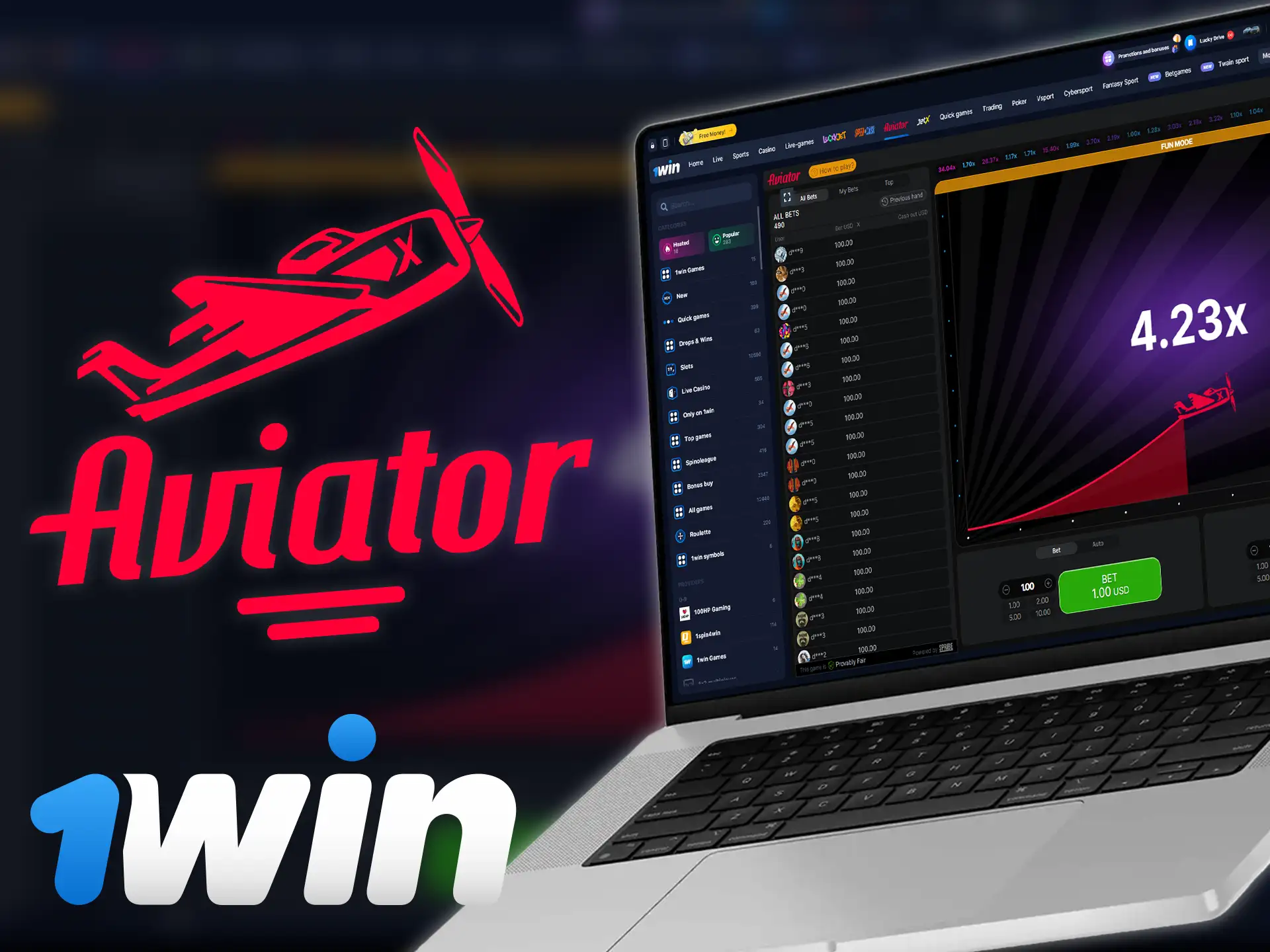 Aviator is one of the most popular games at 1win casino.