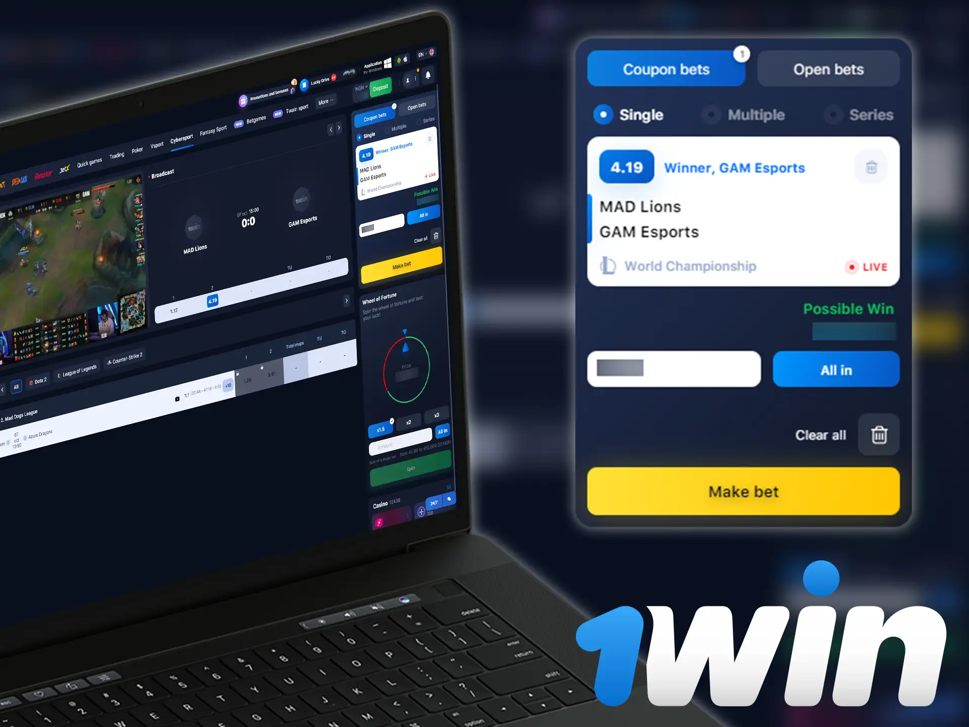 Find out the instruction for betting on esports which prepared 1win.