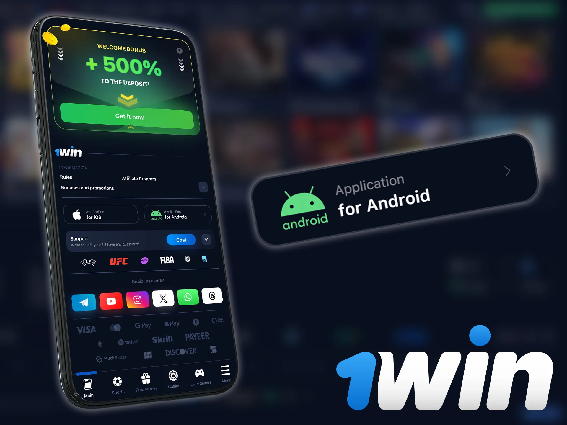 Step by step instructions on how to download 1win APK for Android.