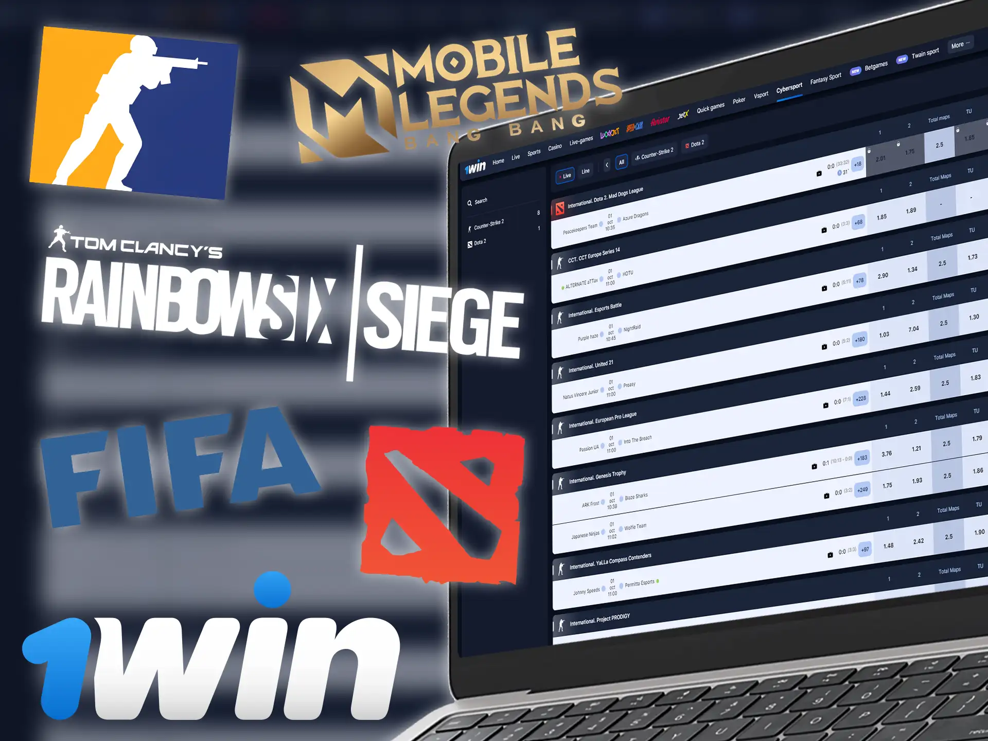 Use 1win for Esports betting.