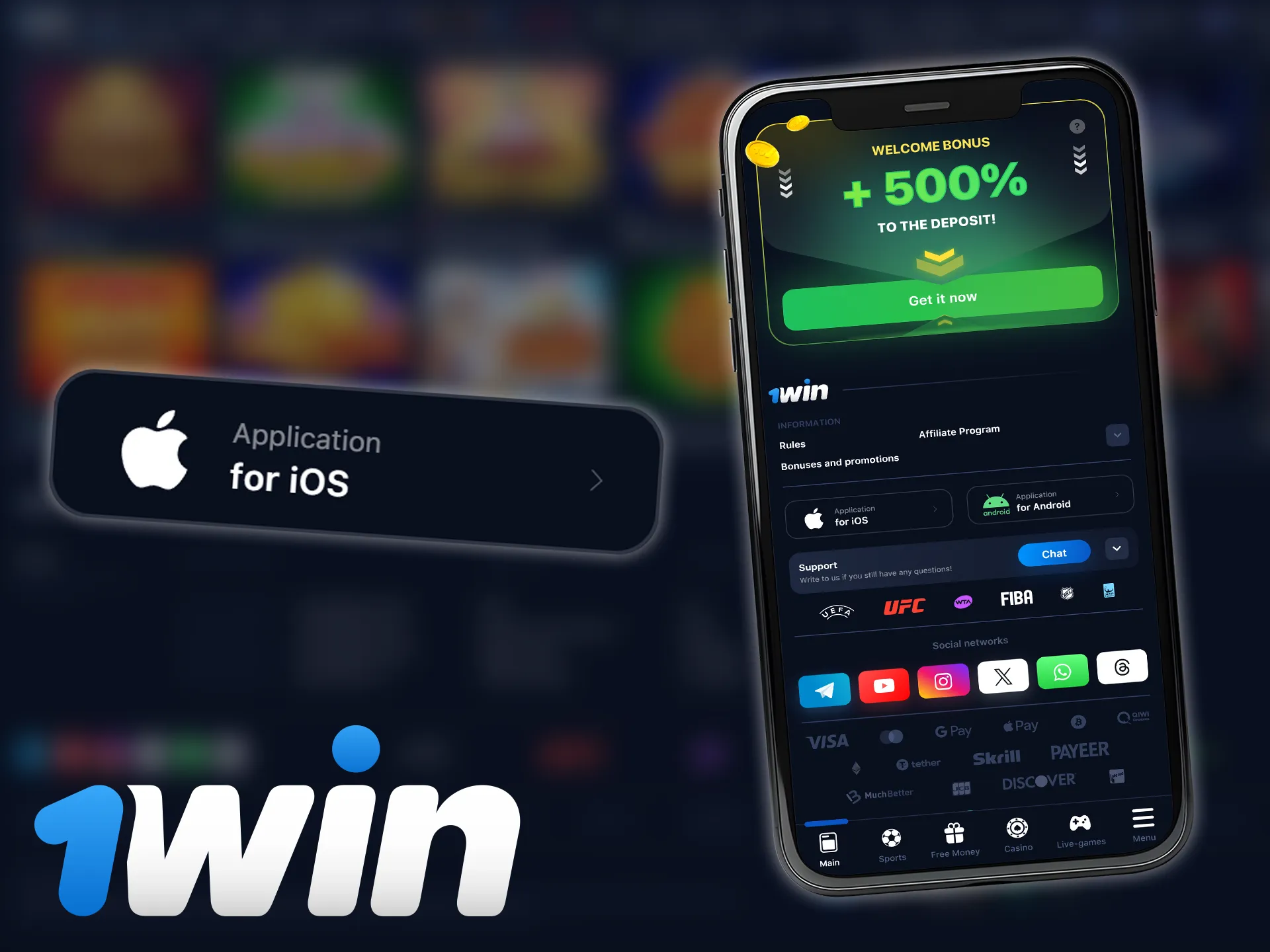 Step by step instructions on how to download 1win for iOS.