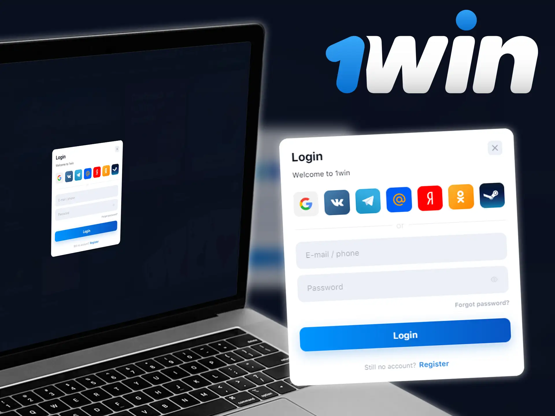 Log in to the 1win online website.