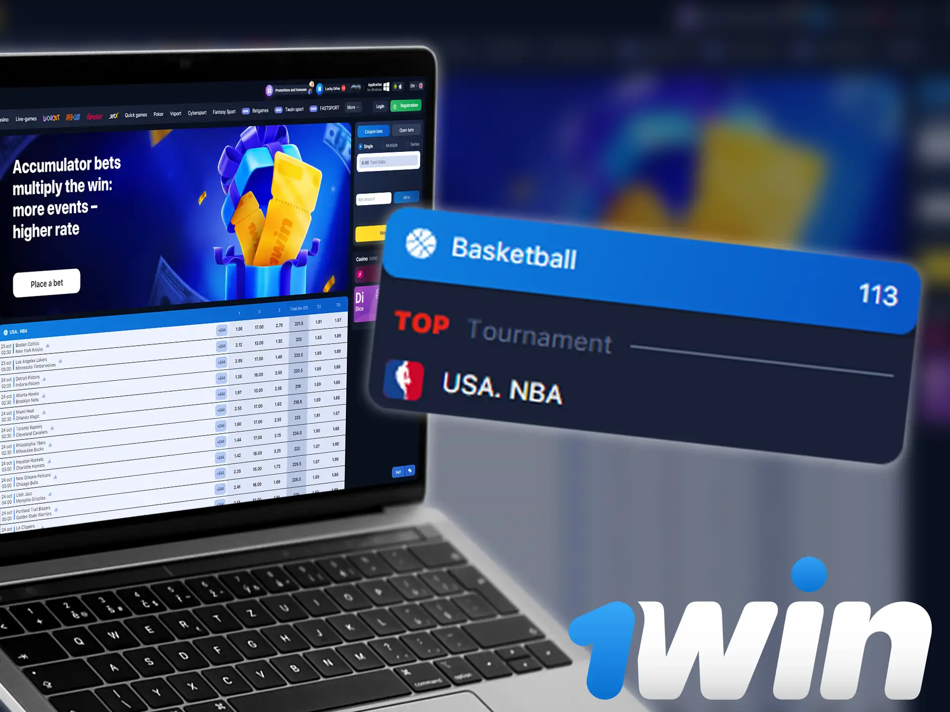 1win is crowded with different offers for basketball betting.