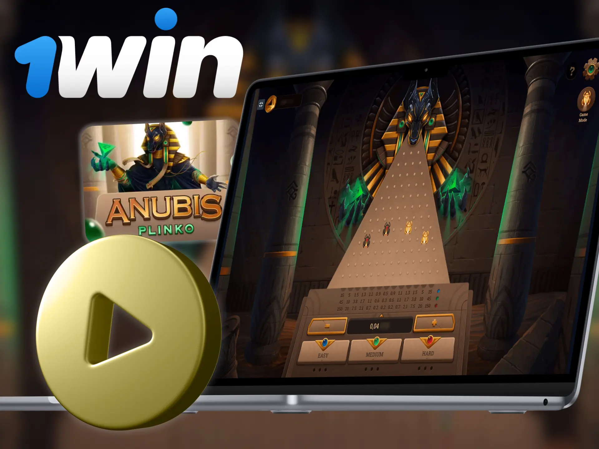 Try to play 1win Anubis Plinko in demo mode.