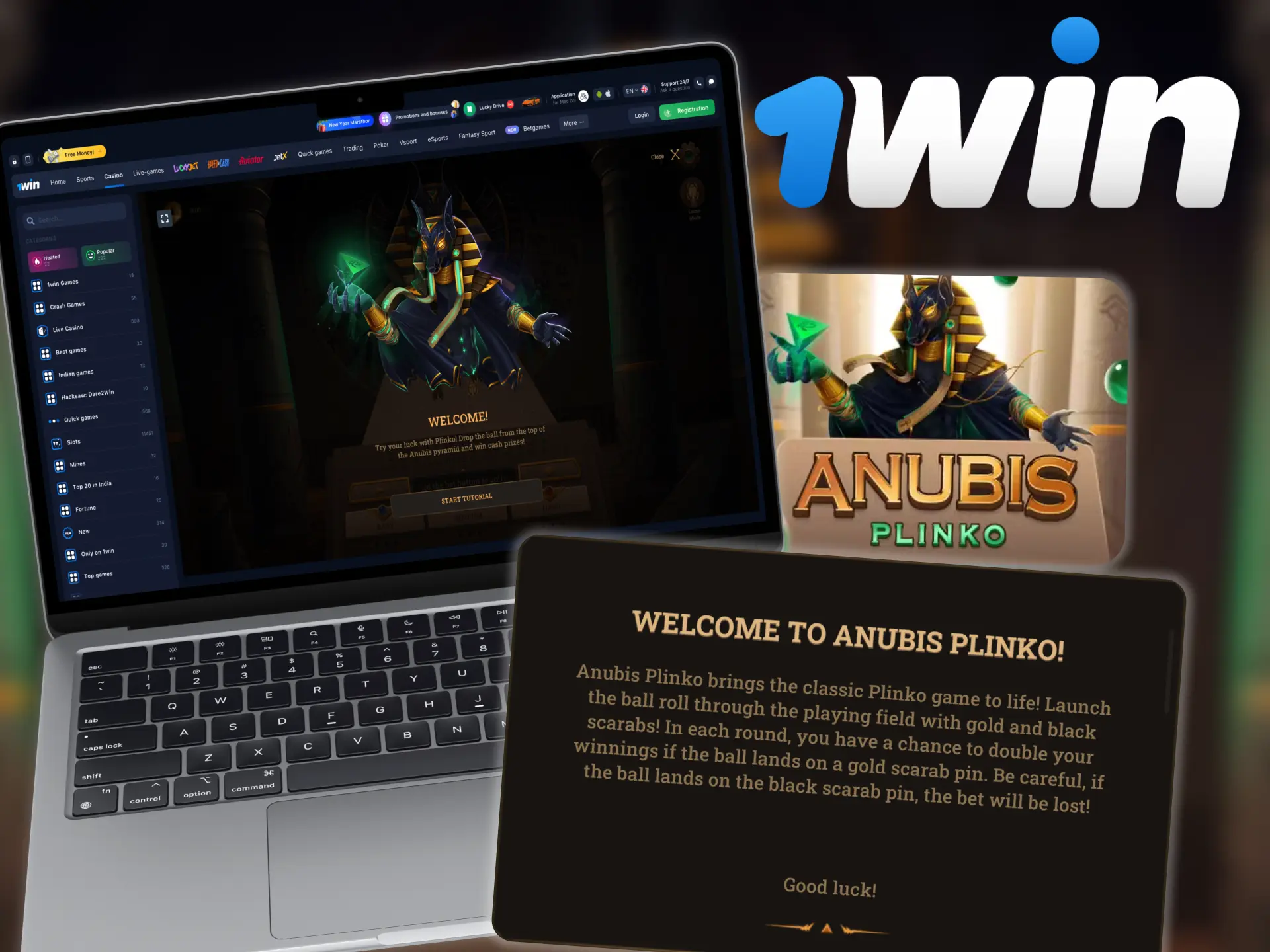 Explore the main features of the 1win Anubis Plinko.