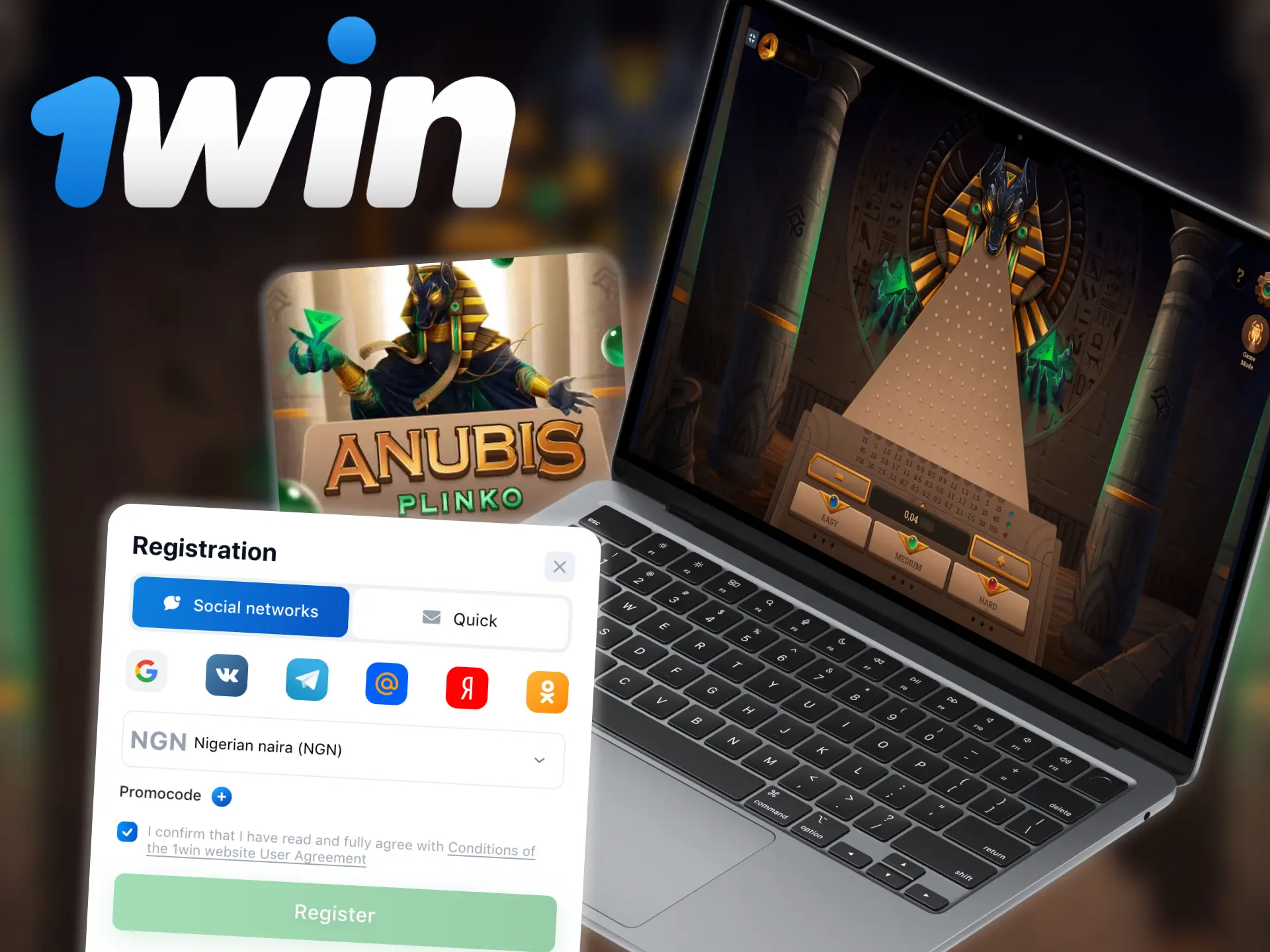 Only registered users may play Anubis Plinko at 1win.