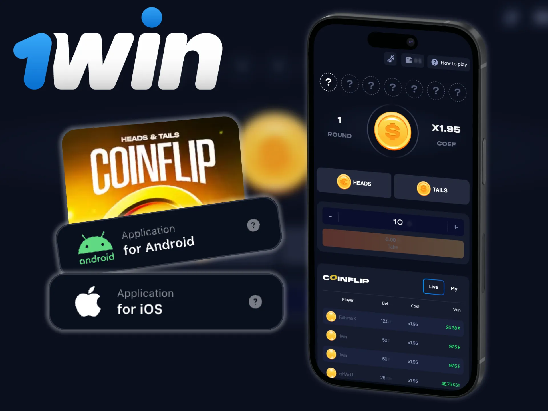 Enjoy 1win CoinFlip effortlessly on your smartphone.