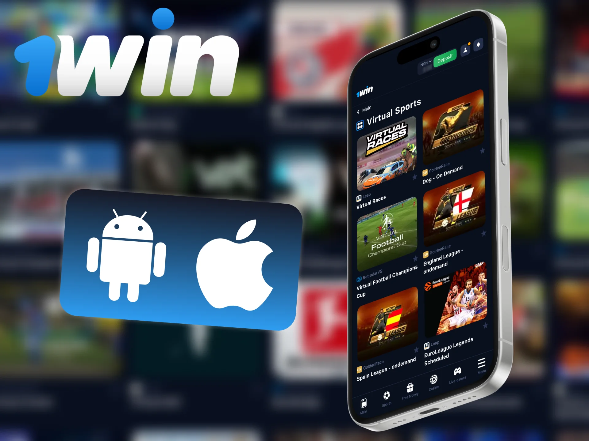 Join Vsport in the presented 1Win online casino app.