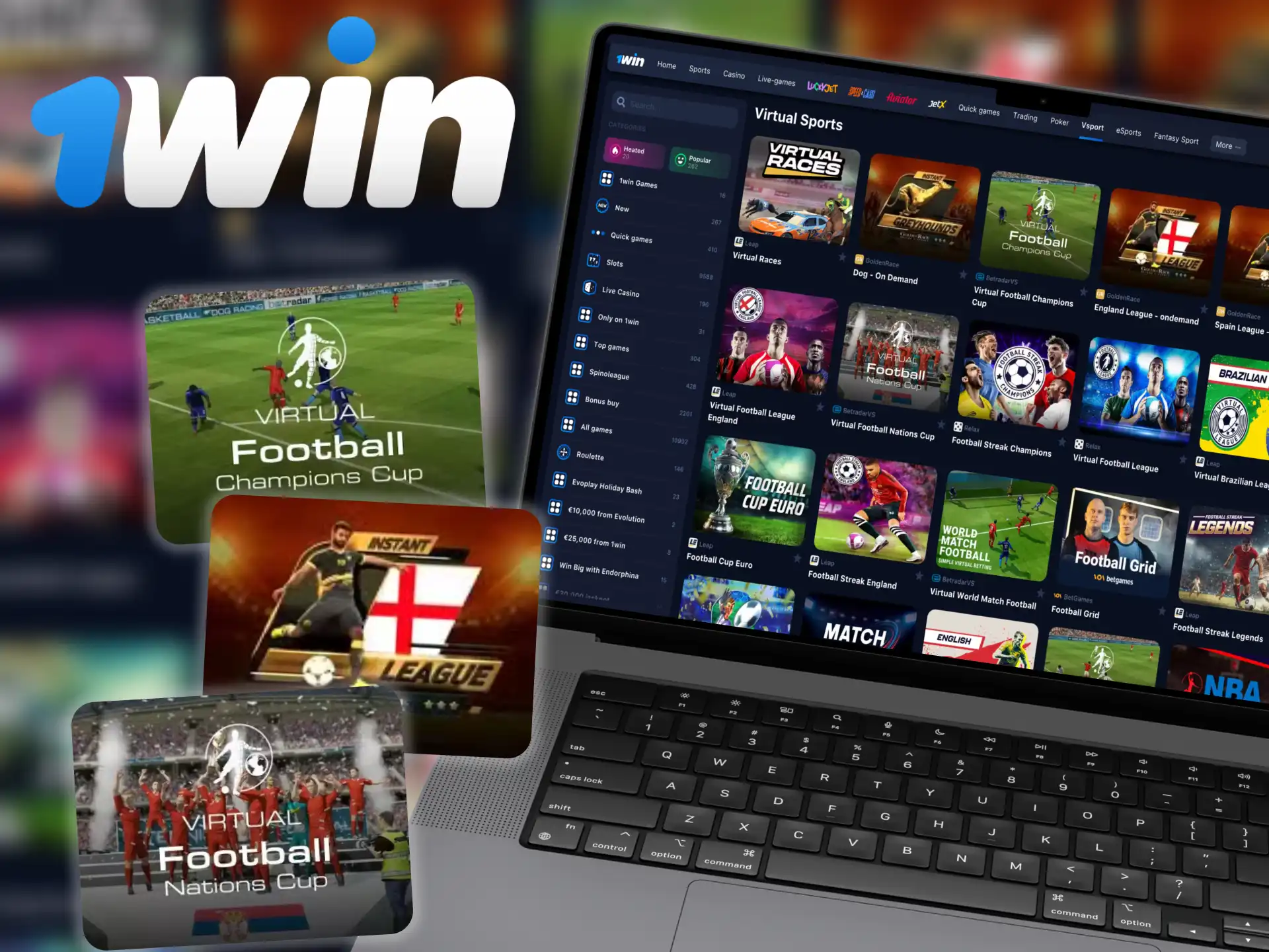 Place bets on virtual football at 1win website.