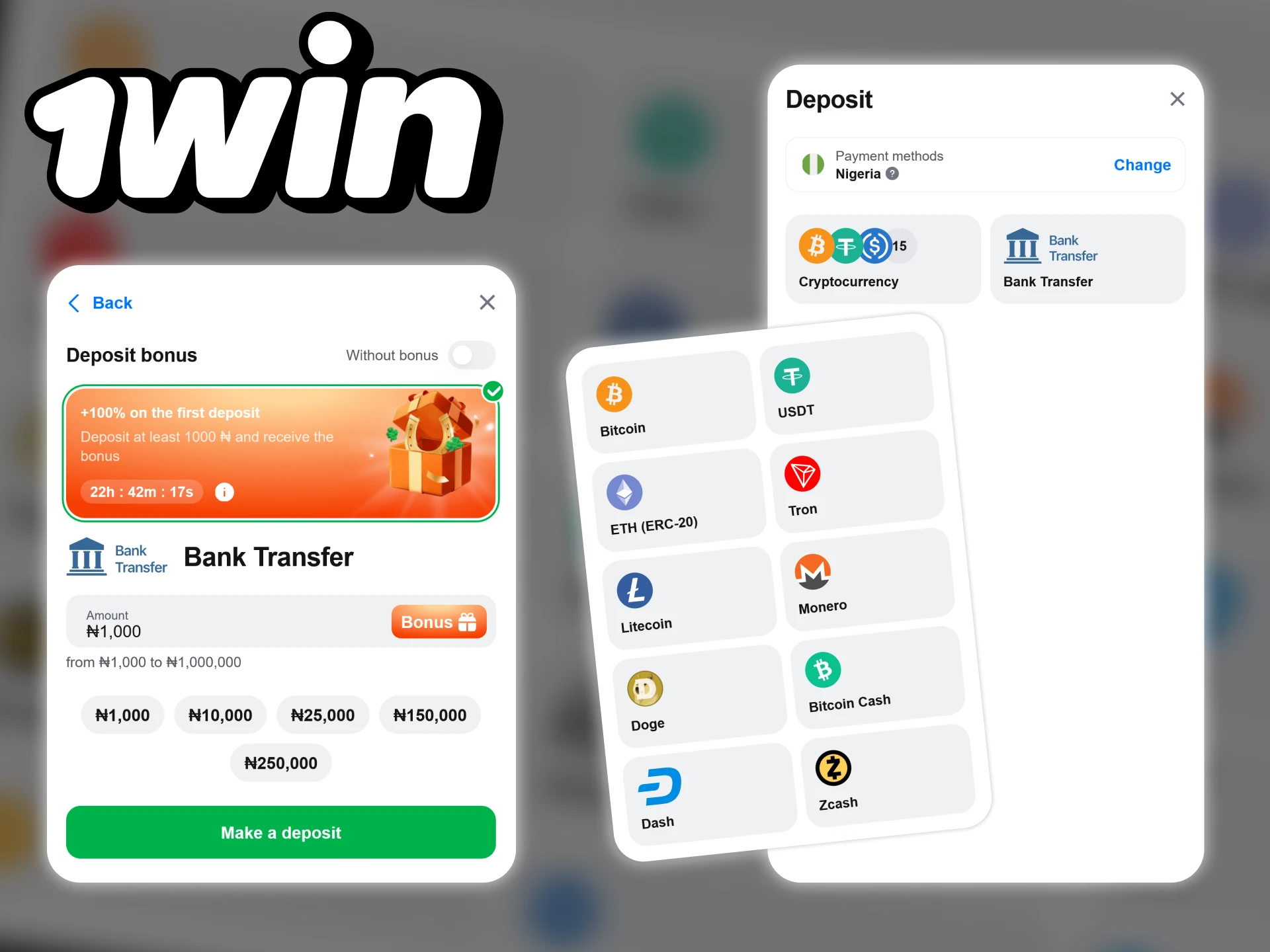 Popular and reliable payment systems are available in the 1win app.