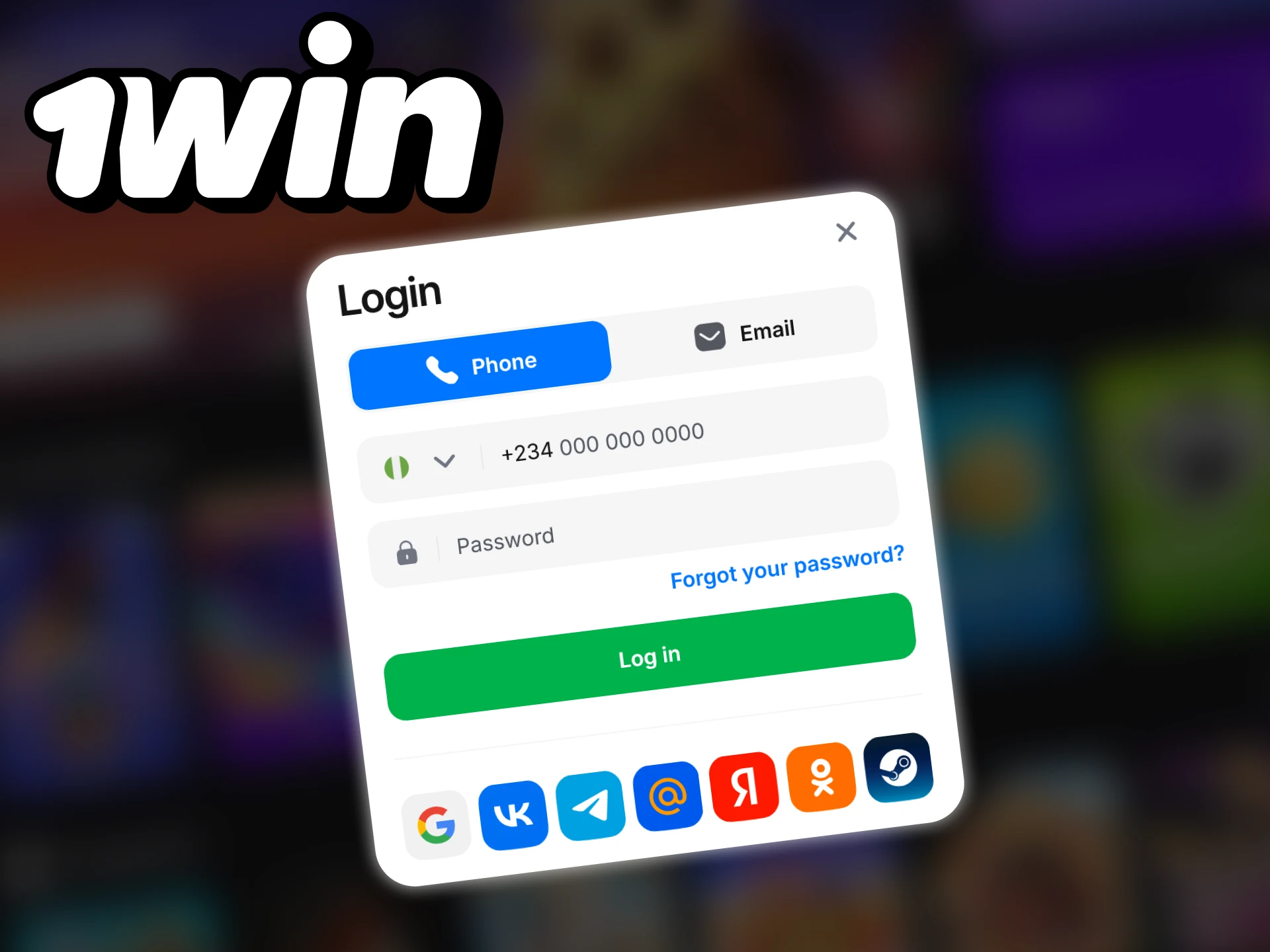 Log in and start winning with the 1win.