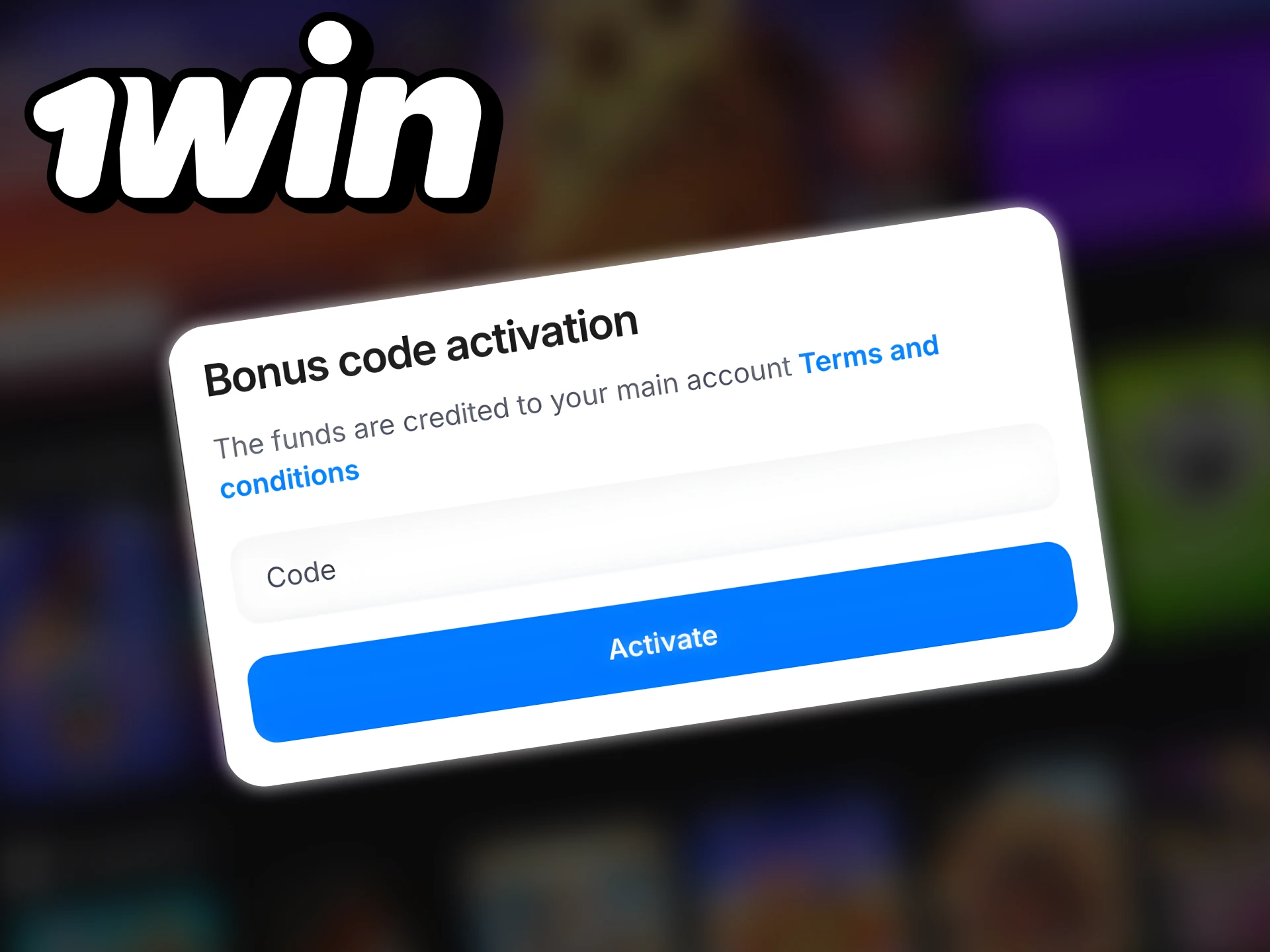 Use the promo code when registering to bet on 1win.