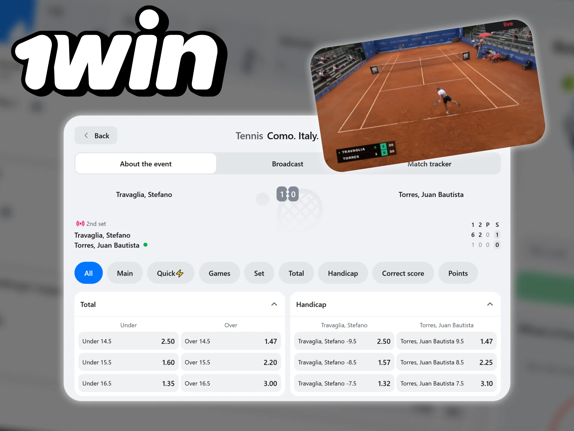 Experience live betting on sports events with 1win.