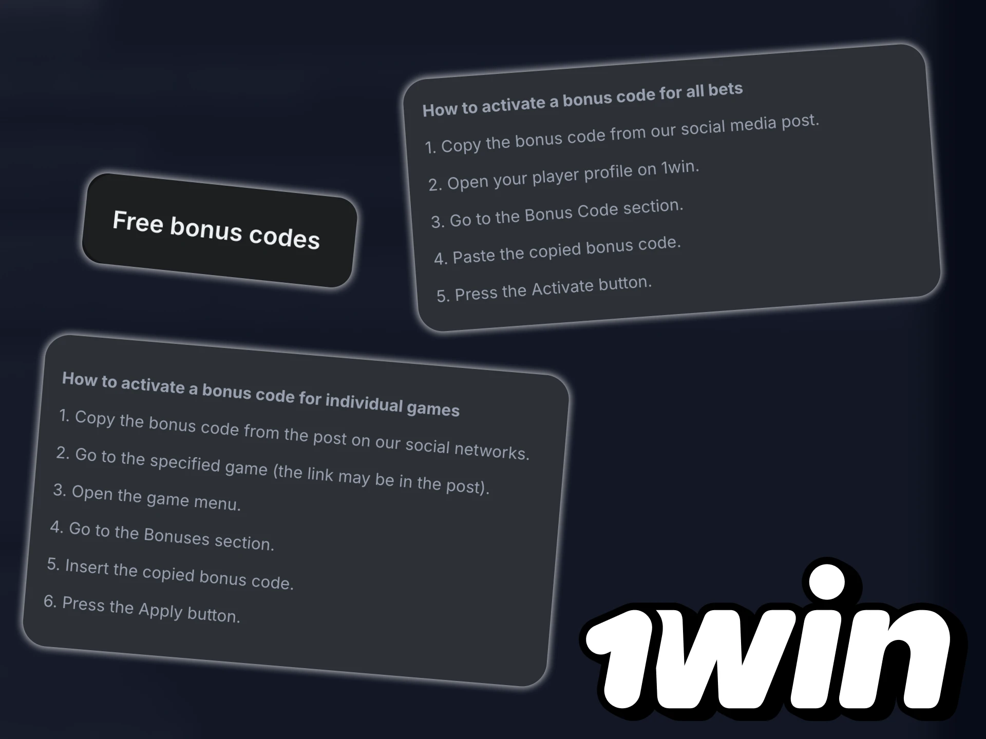 Follow the rules for using the 1win promo code to receive a bonus.