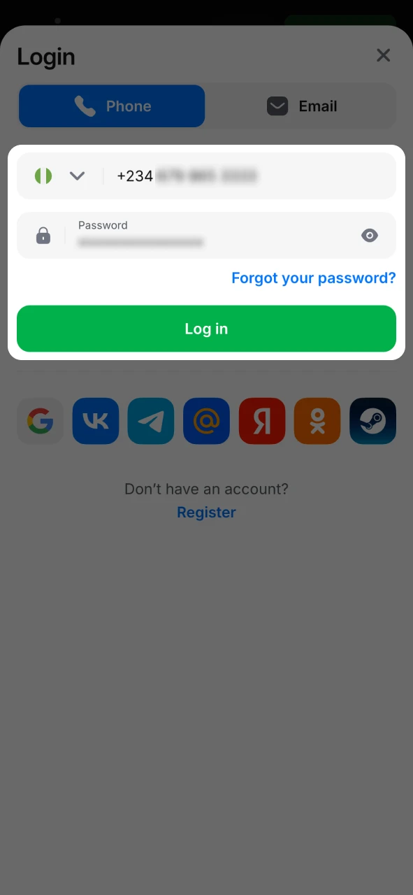 Start by login into 1Win account.