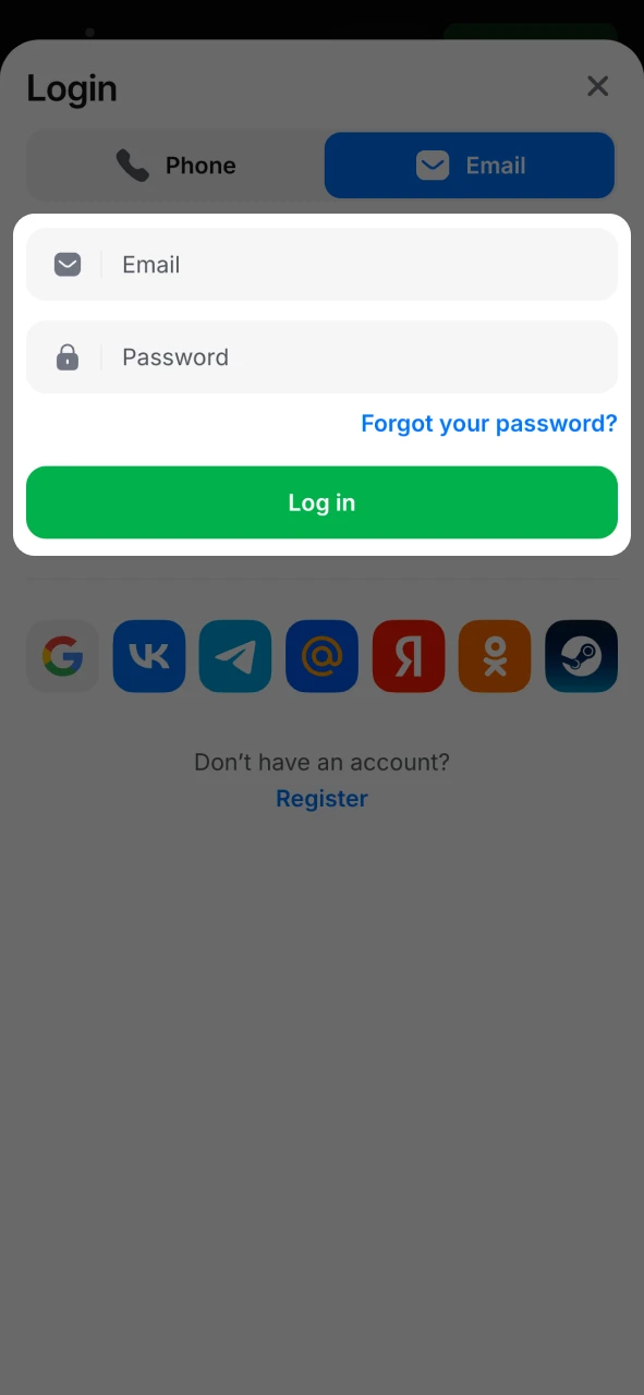 Log into your 1Win account to start withdrawing money.