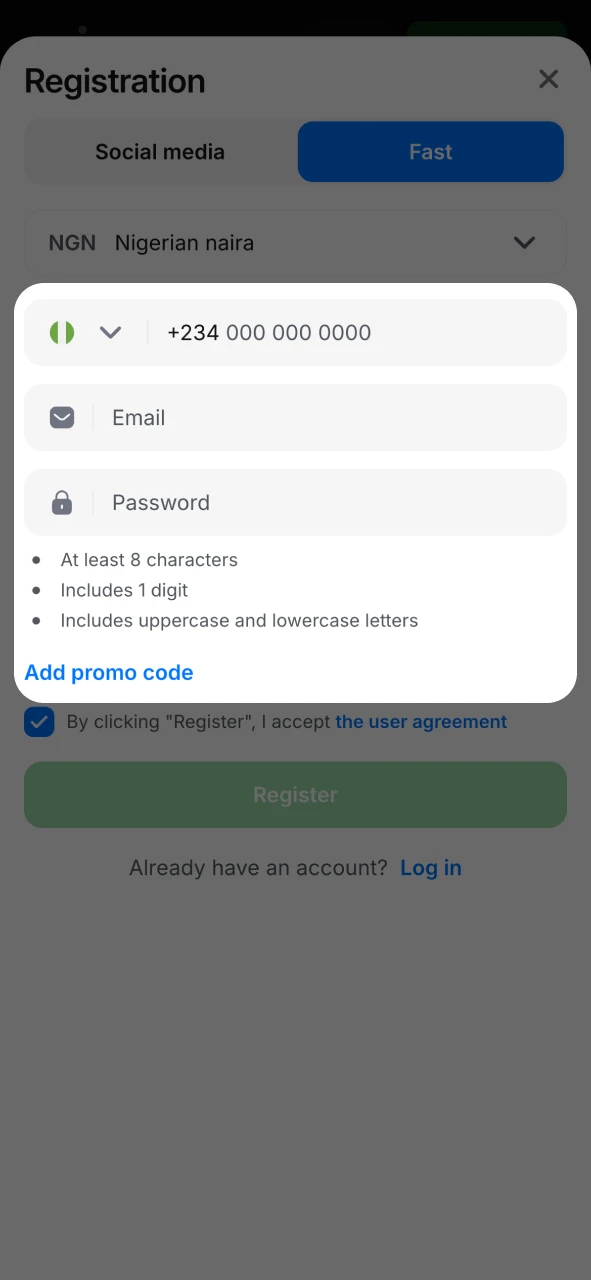 Start with creating an account at 1Win official platform.