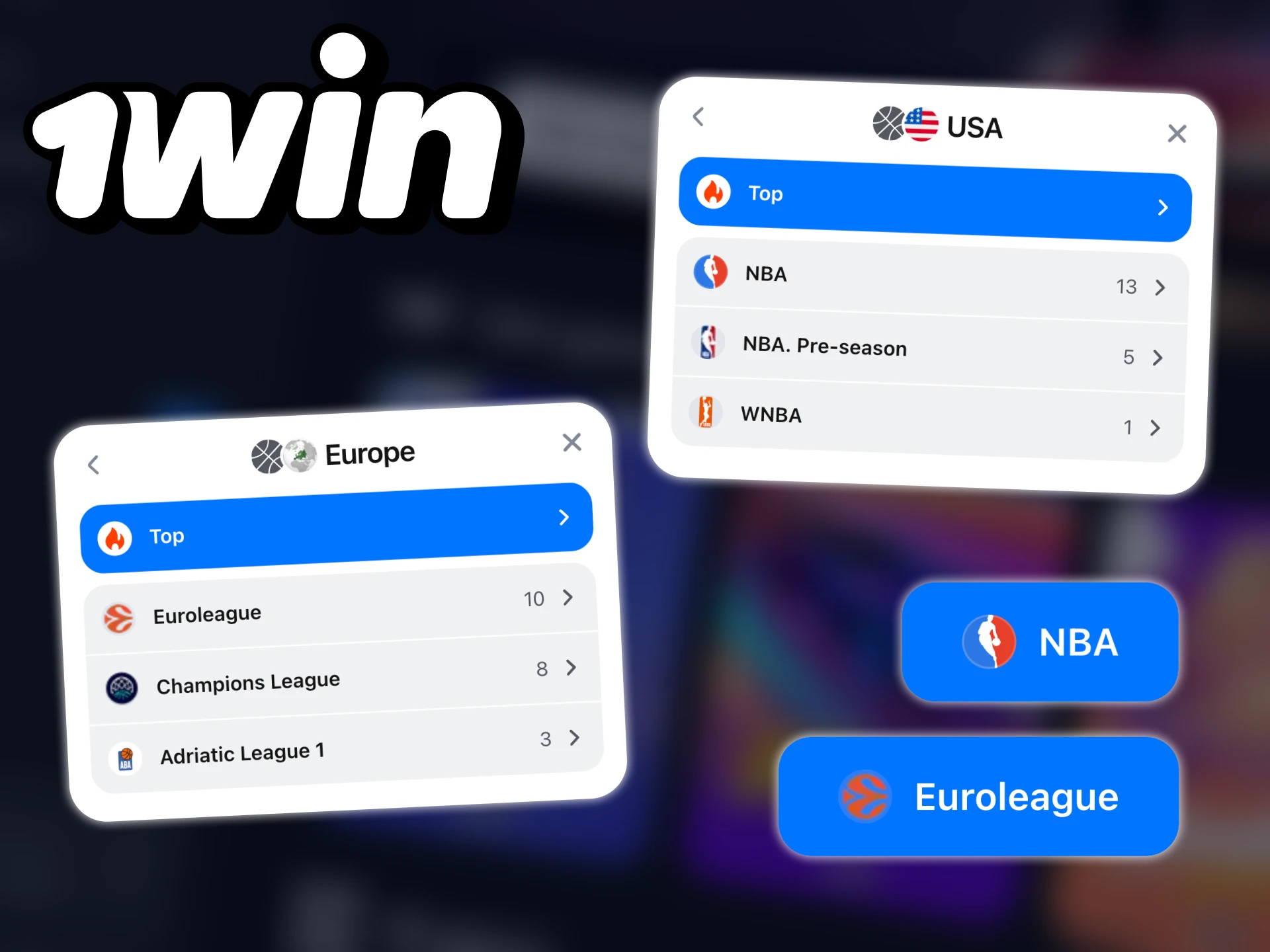 1win platform has such clear functionality that it allows you to place bets on basketball tournaments faster.