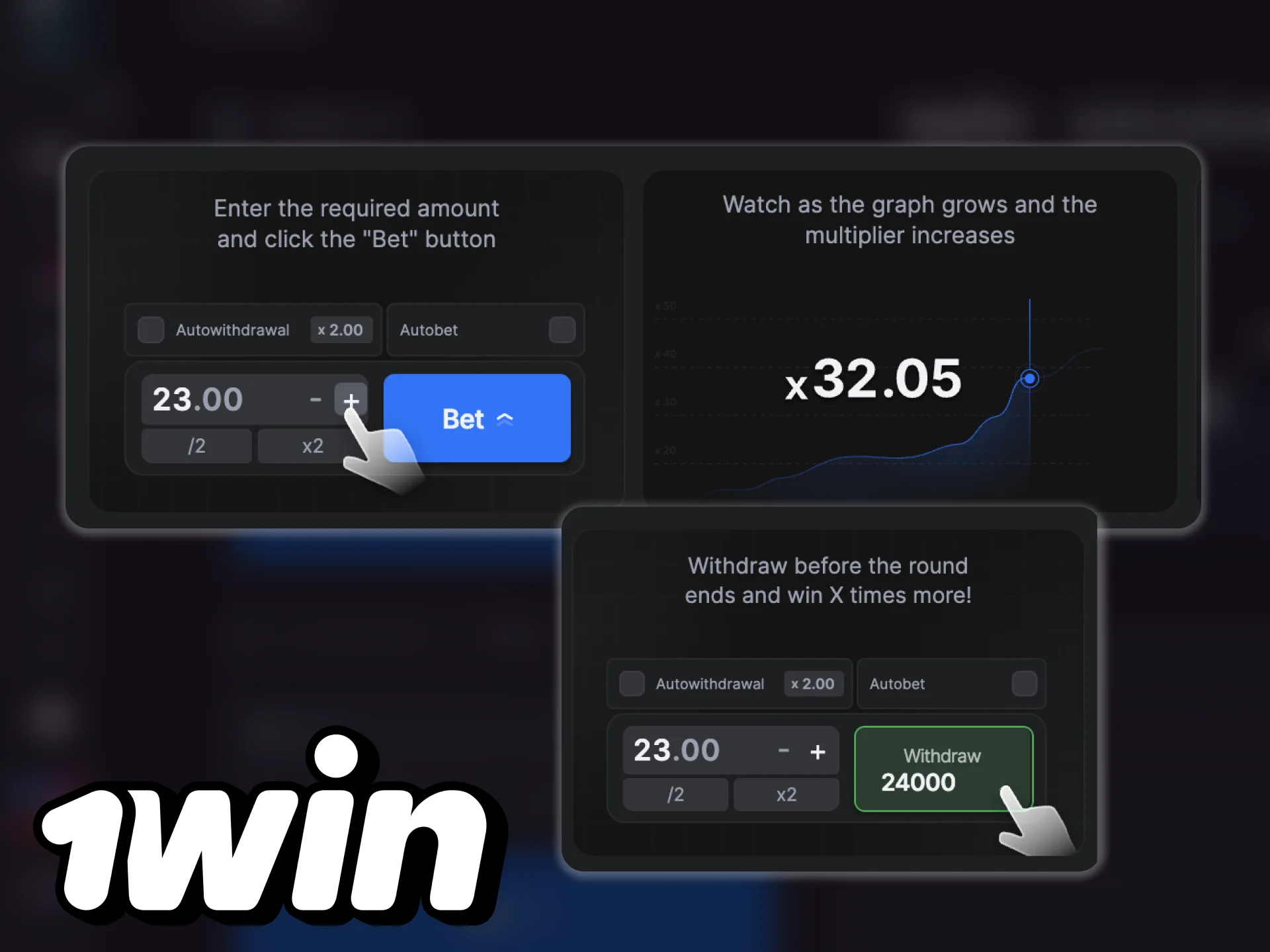 Playing a Crash game online is extremely easy at 1win.